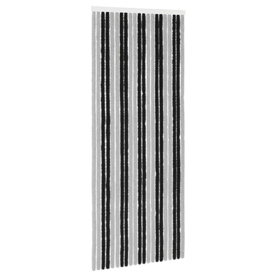 Rideau anti-insectes en chenille Gris et Noir 90 x 220 cm - 2