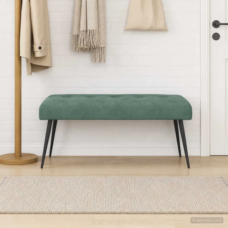 Banc avec capitonnage bouton Vert Mer 110 x 40 x 46 cm Velours - 3
