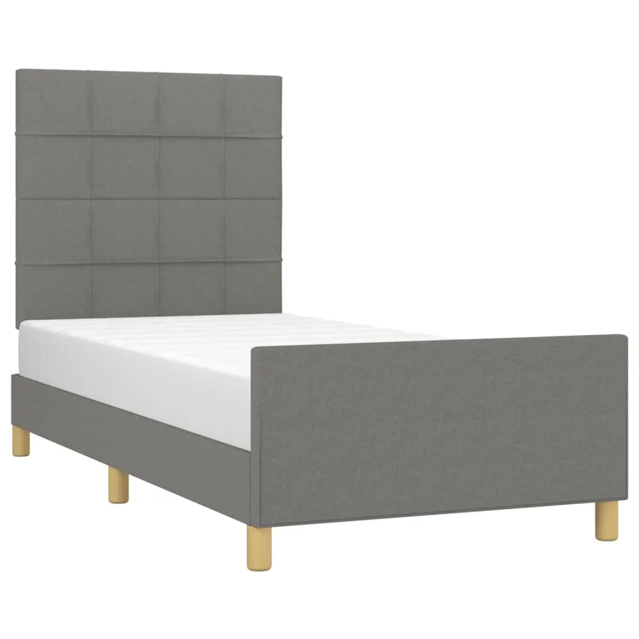 Cadre de lit sans matelas gris foncé 100x200 cm tissu - 3