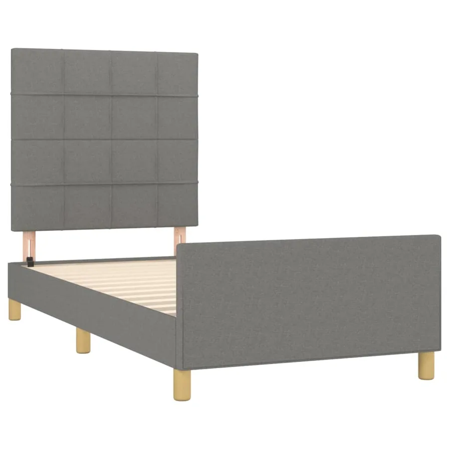 Cadre de lit sans matelas gris foncé 100x200 cm tissu - 4