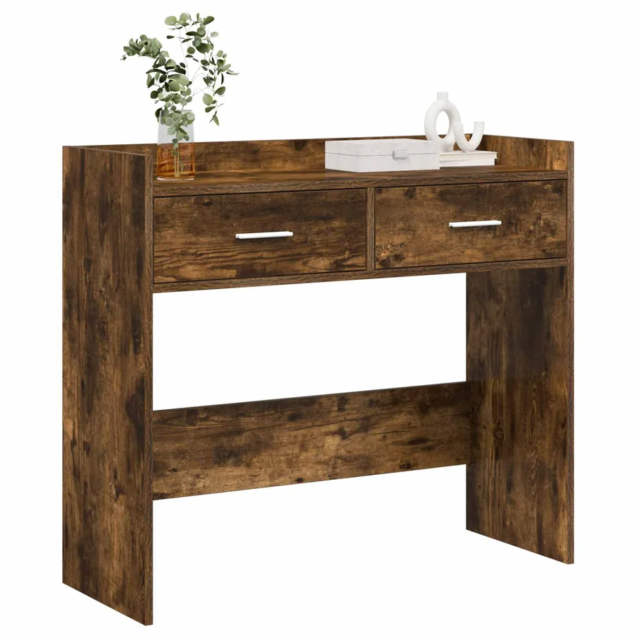 Table console Chêne fumé 90 x 35 x 80 cm Bois d'ingénierie - 3