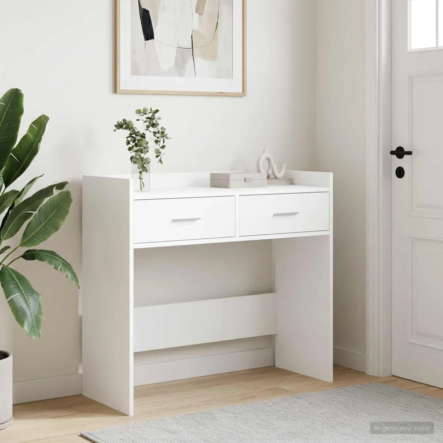 Table console Blanc 90 x 35 x 80 cm Bois d'ingénierie