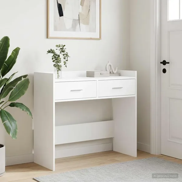Table console Blanc 90 x 35 x 80 cm Bois d'ingénierie