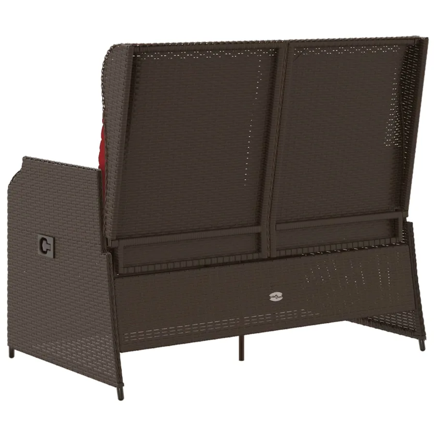 Banc inclinable de jardin avec coussins marron résine tressée - 6