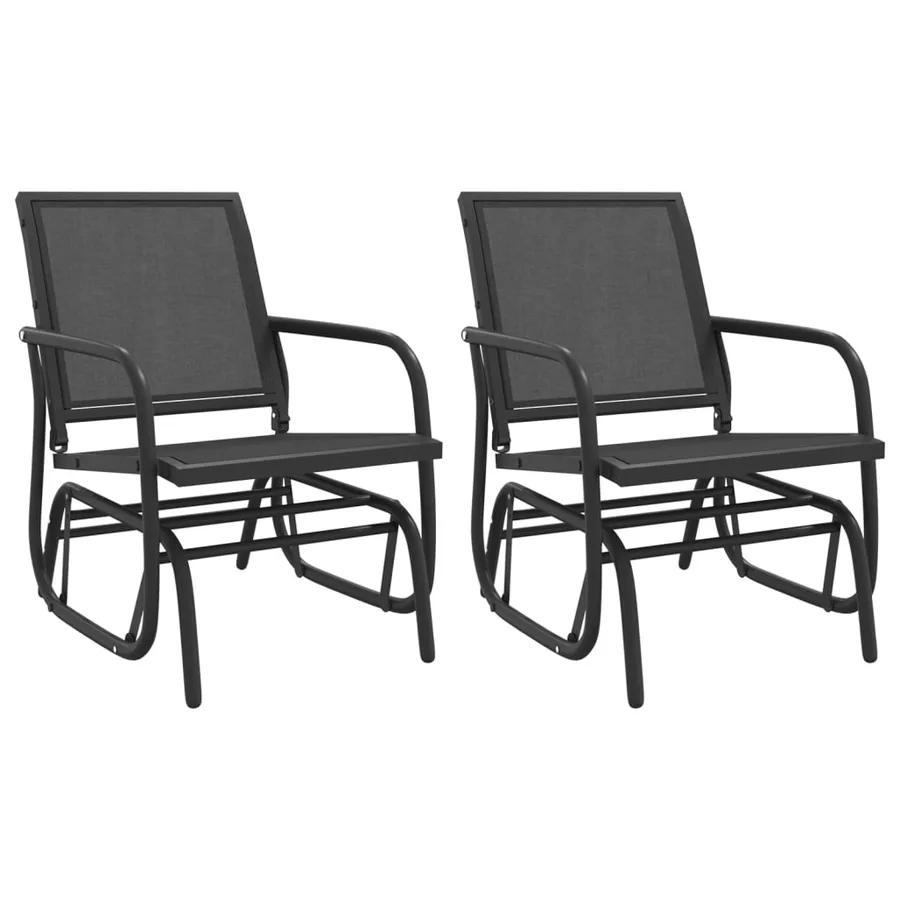 Ensemble de salon de jardin 3 pcs noir textilène et acier - 4
