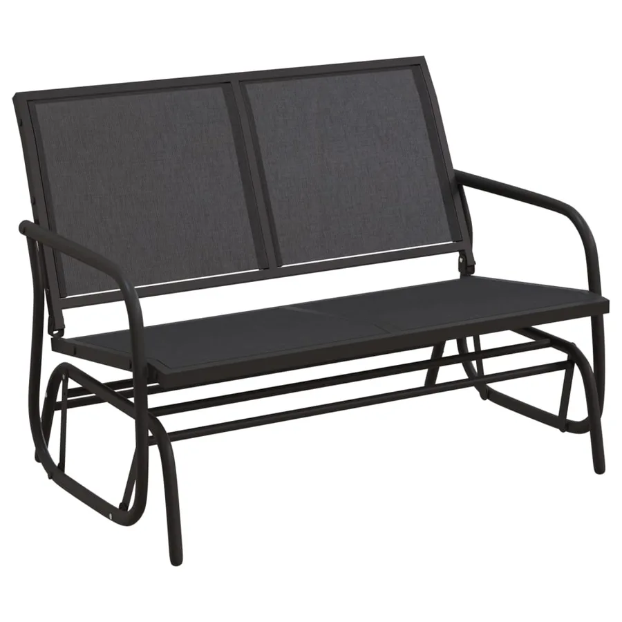 Ensemble de salon de jardin 3 pcs noir textilène et acier - 6