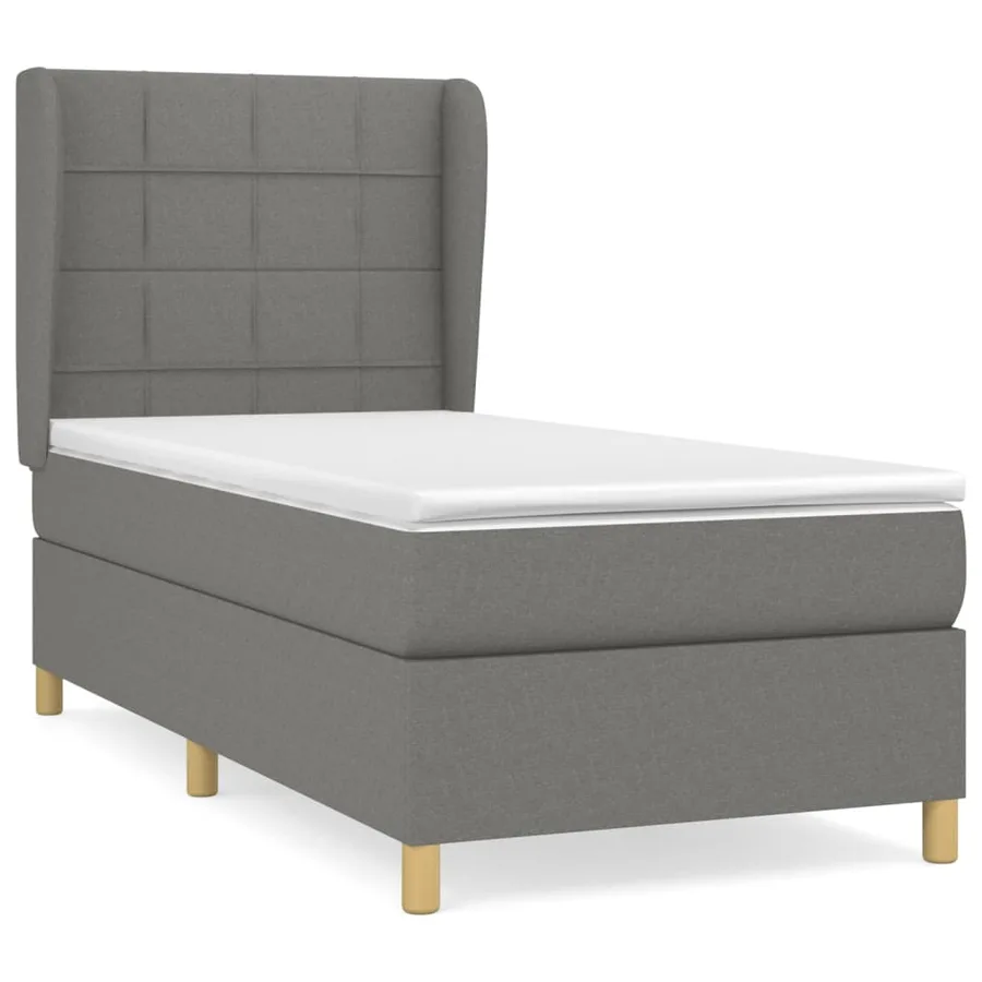 Sommier à lattes de lit avec matelas Gris foncé 100x200cm Tissu - 2