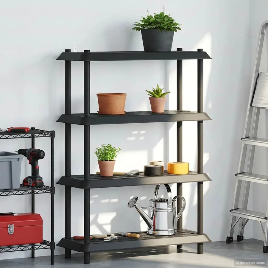 Unité de rangement 4 niveaux 100 x 40 x 136,5 cm PP Anthracite