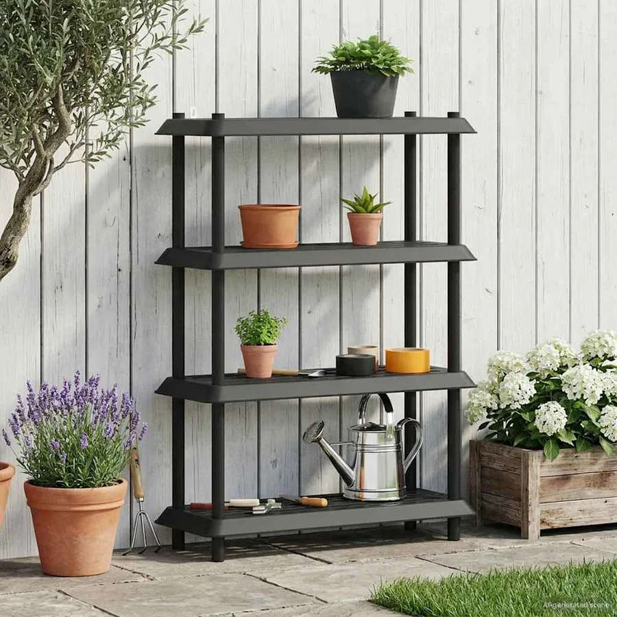 Unité de rangement 4 niveaux 100 x 40 x 136,5 cm PP Anthracite - 4