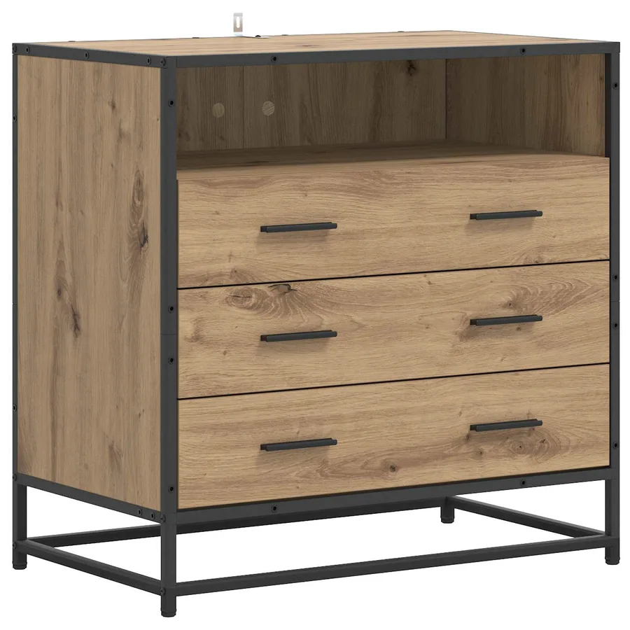 Armoire à tiroirs 3-Tiroir Chêne artisanal 70 x 41 x 70 cm - 2