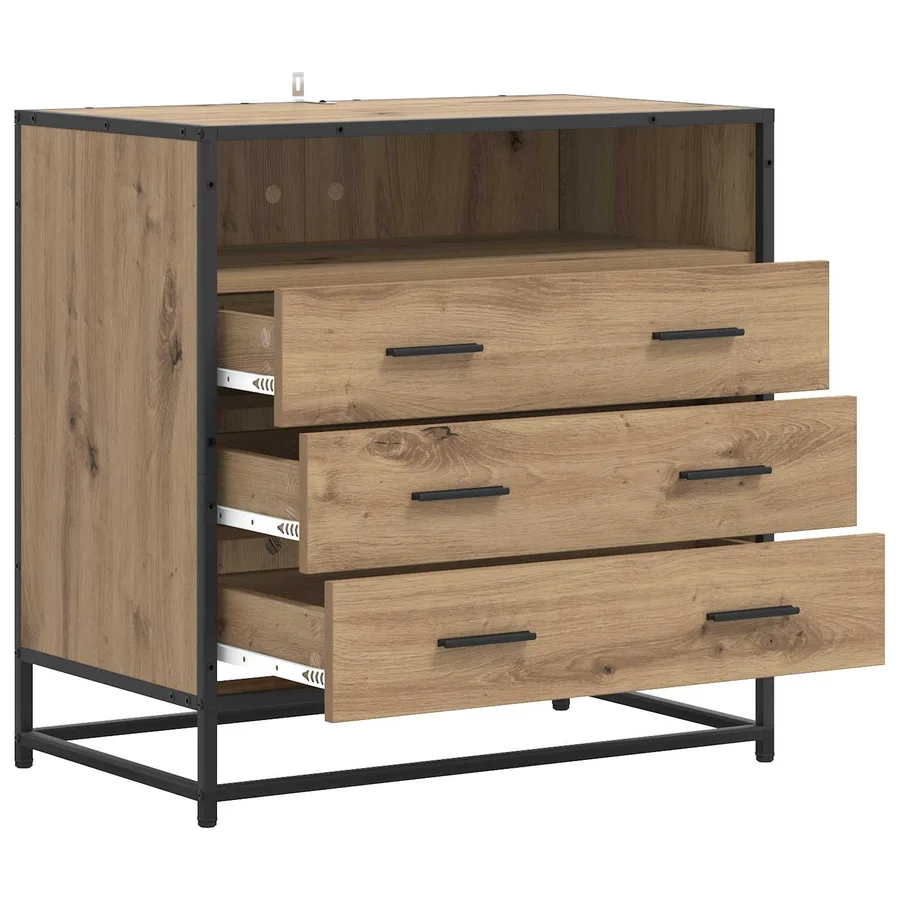 Armoire à tiroirs 3-Tiroir Chêne artisanal 70 x 41 x 70 cm - 4