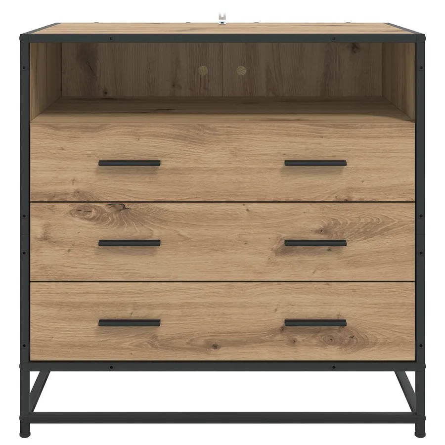 Armoire à tiroirs 3-Tiroir Chêne artisanal 70 x 41 x 70 cm - 5