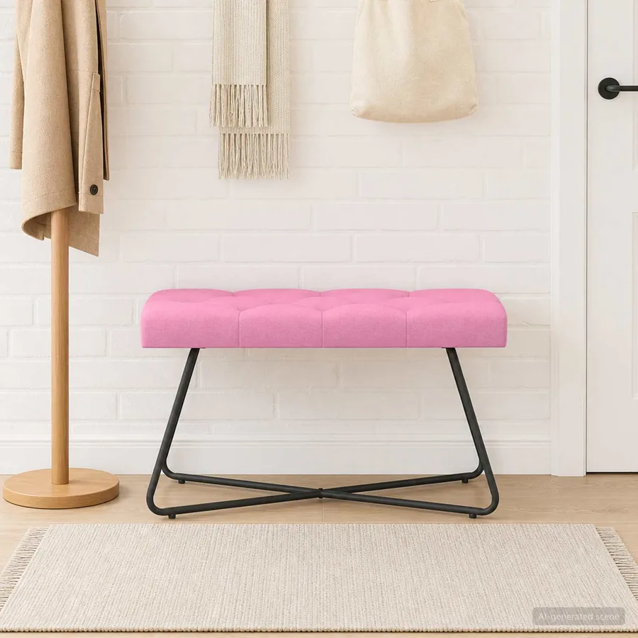 Banc avec capitonnage bouton Rose 80 x 40 x 46 cm Tissu