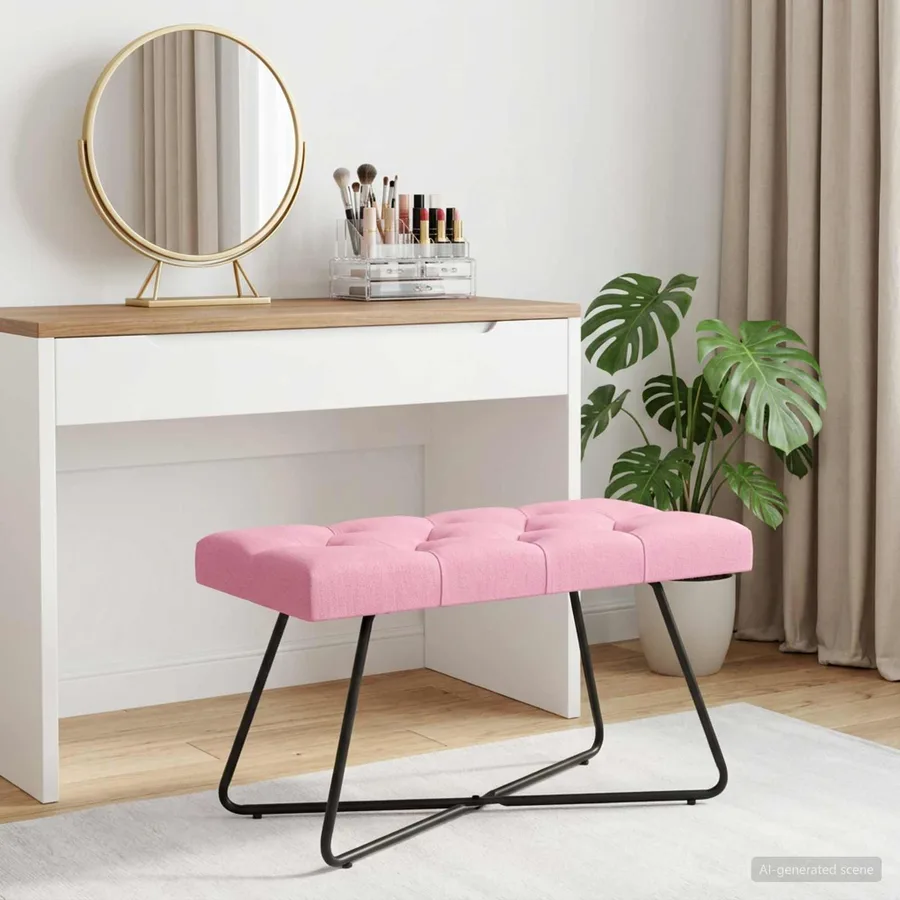 Banc avec capitonnage bouton Rose 80 x 40 x 46 cm Tissu - 4