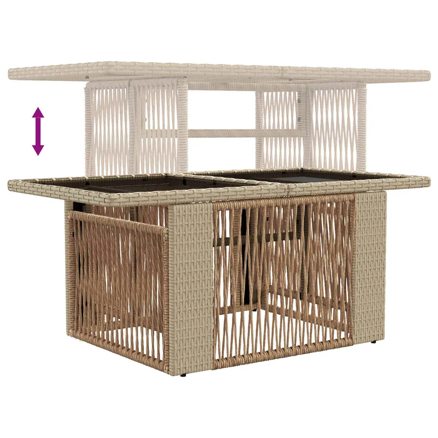 Table de Jardin Beige 100 x 55 x 37 cm Rattan PE et Verre - 9