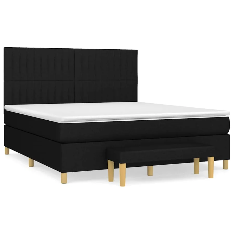 Sommier à lattes de lit avec matelas Noir 180x200 cm Tissu - 2