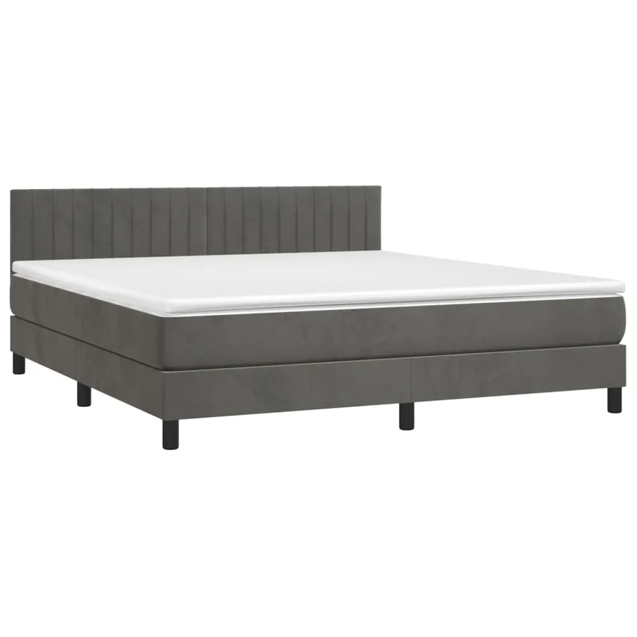 Sommier à lattes de lit et matelas Gris foncé 180x200cm Velours - 3
