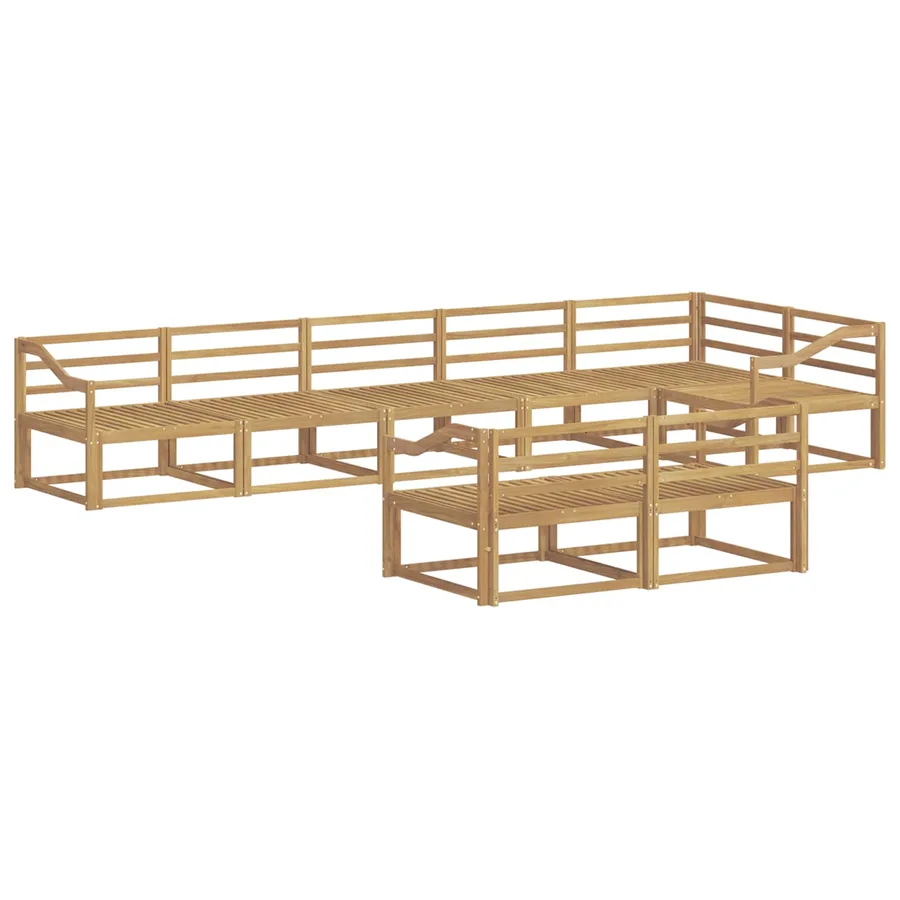 Ensemble de canapés d'extérieur 8 pc Blanc Bois d'Acacia Massif - 2