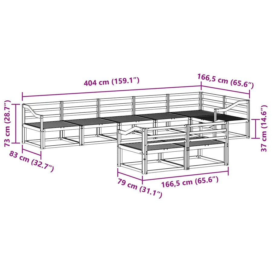 Ensemble de canapés d'extérieur 8 pc Blanc Bois d'Acacia Massif - 7
