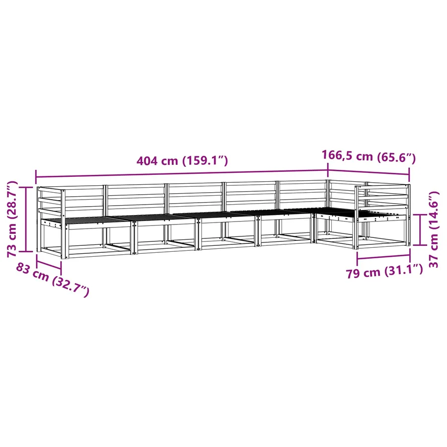 Ensemble de canapés d'extérieur 6 pcs Blanc 404 x 166,5 x 73 cm - 7