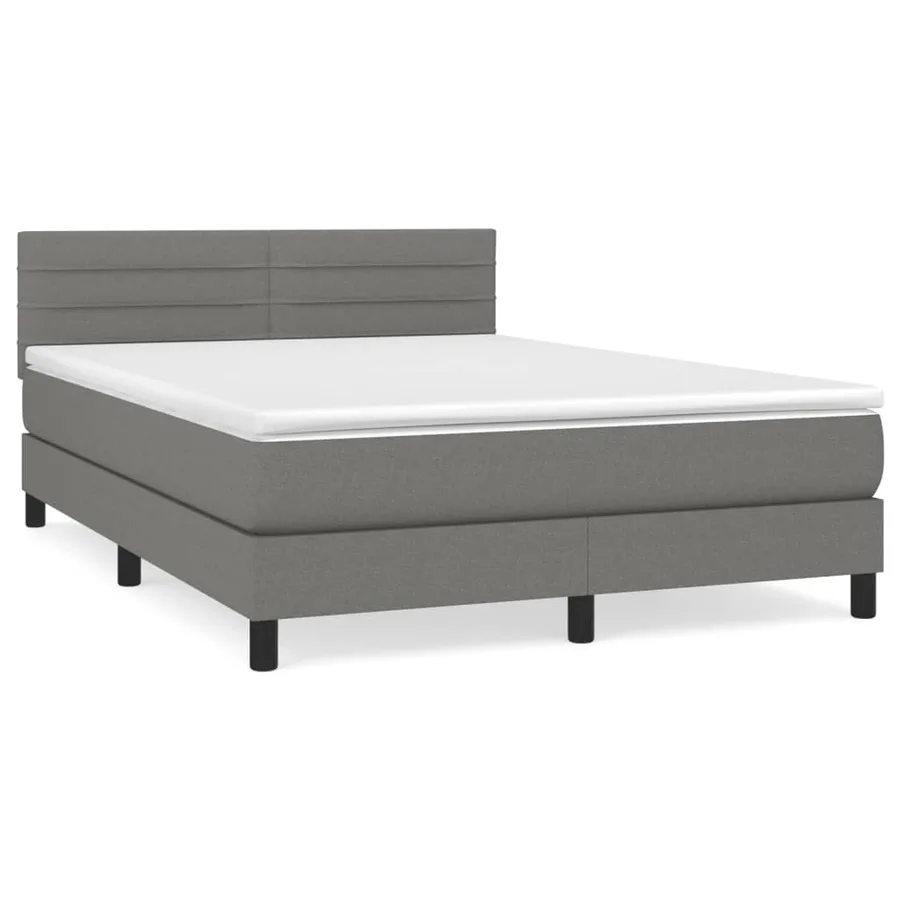 Sommier à lattes de lit avec matelas Gris foncé 140x190cm Tissu - 2