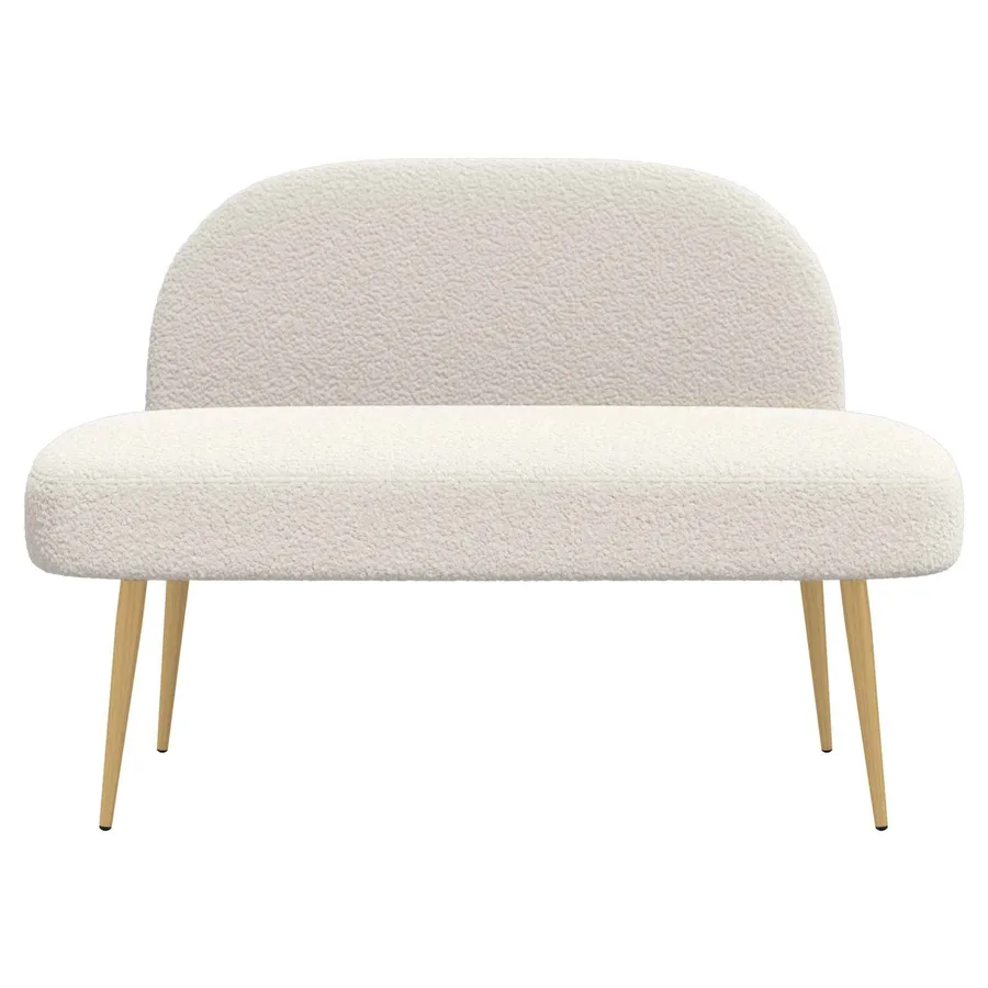 Banc rembourré avec dossier Crème 110 x 60 x 76 cm Bouclé - 3