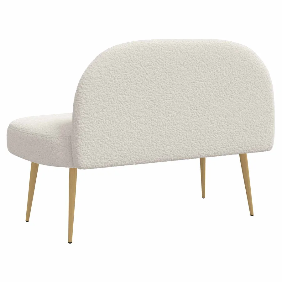 Banc rembourré avec dossier Crème 110 x 60 x 76 cm Bouclé - 4