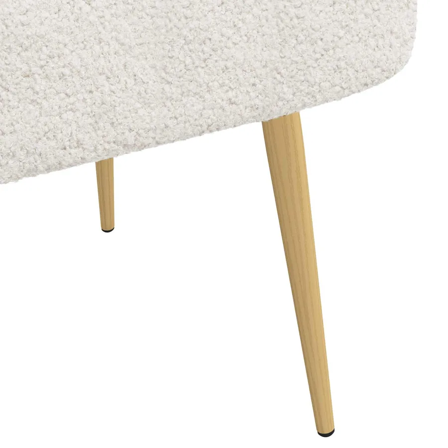 Banc rembourré avec dossier Crème 110 x 60 x 76 cm Bouclé - 6