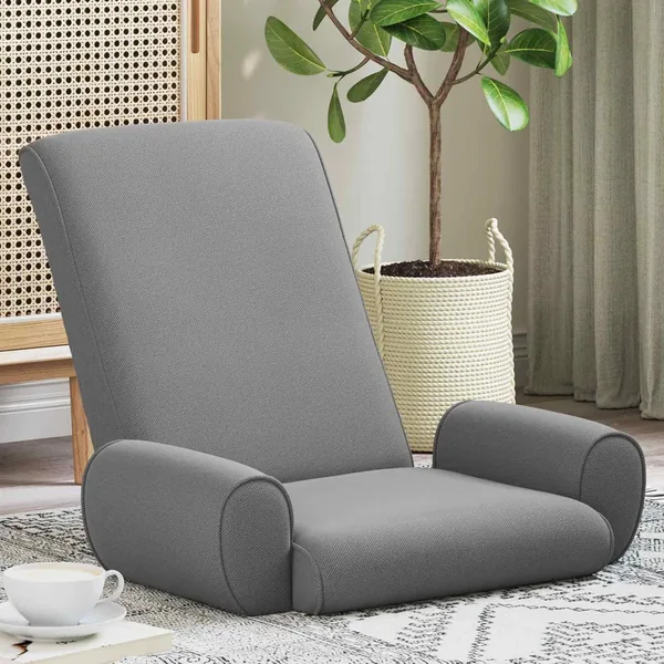 Fauteuil de sol ajustable Gris foncé Velours grainé