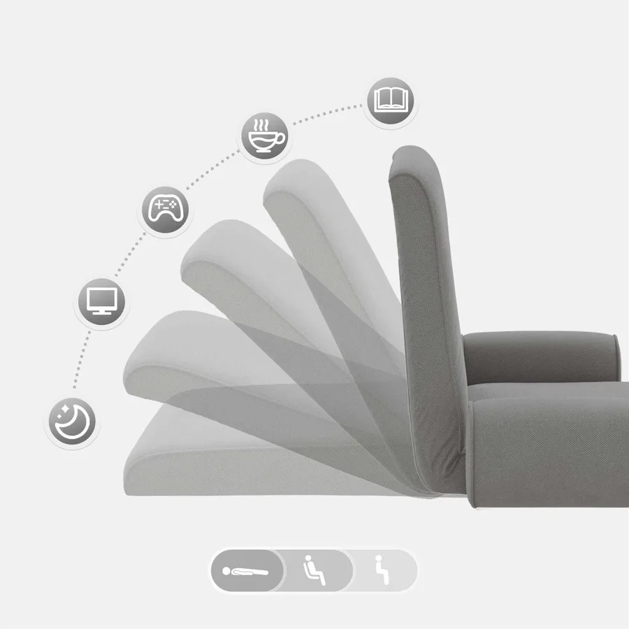 Fauteuil de sol ajustable Gris foncé Velours grainé - 9