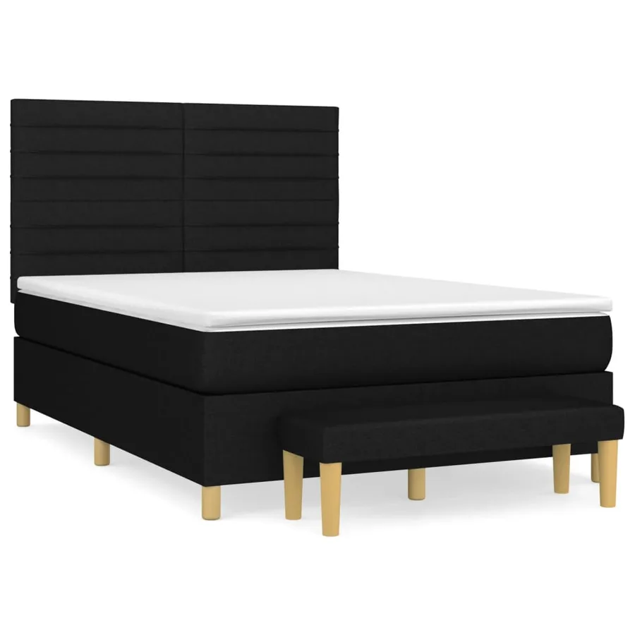 Sommier à lattes de lit avec matelas Noir 140x200 cm Tissu - 2