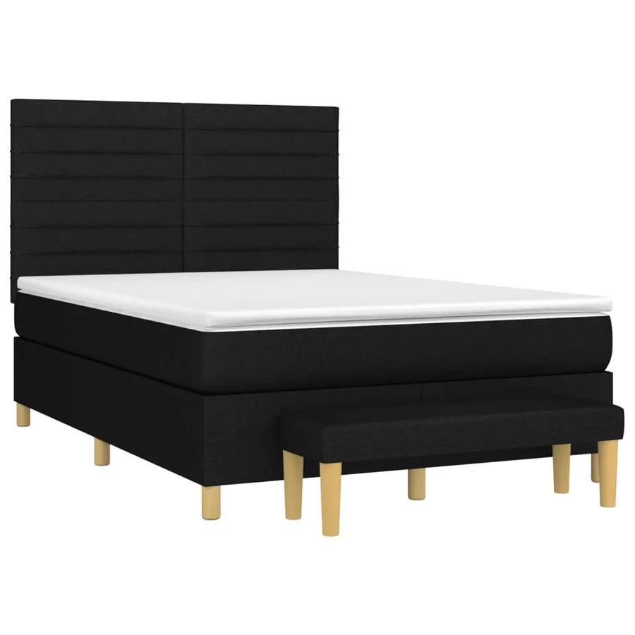 Sommier à lattes de lit avec matelas Noir 140x200 cm Tissu - 3