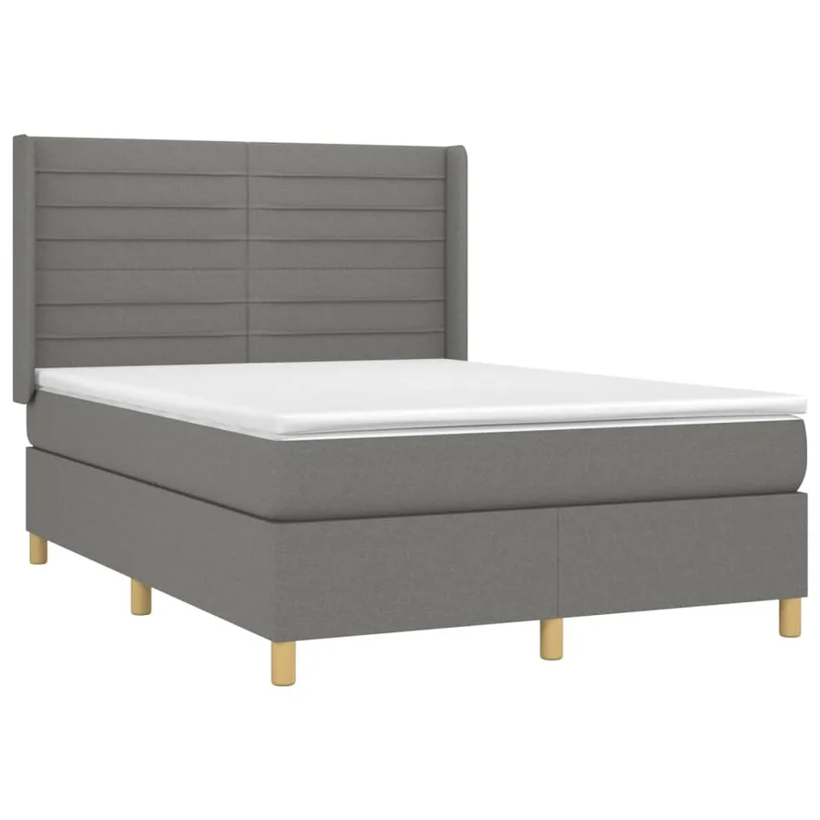Sommier à lattes de lit avec matelas Gris foncé 140x190cm Tissu - 3