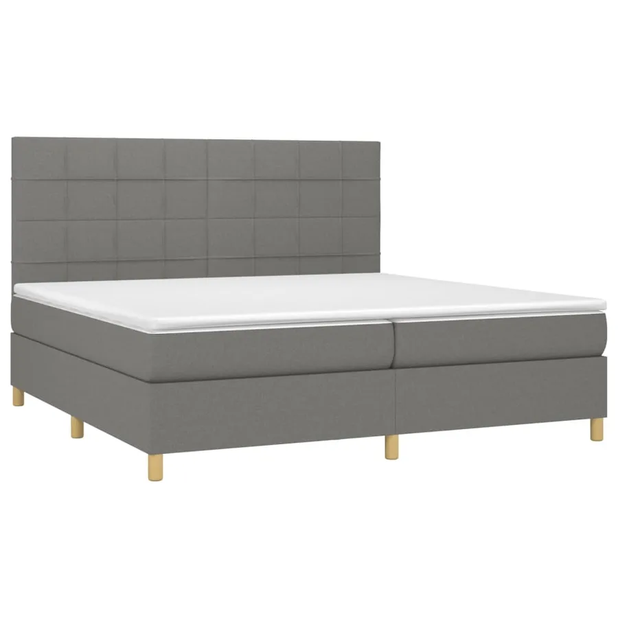 Sommier à lattes de lit avec matelas Gris foncé 200x200cm Tissu - 3