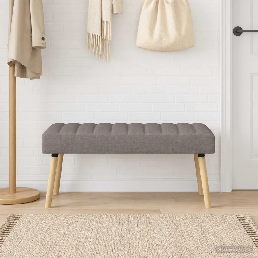 Banc capitonné canal Taupe 110 x 40 x 46 cm Tissu