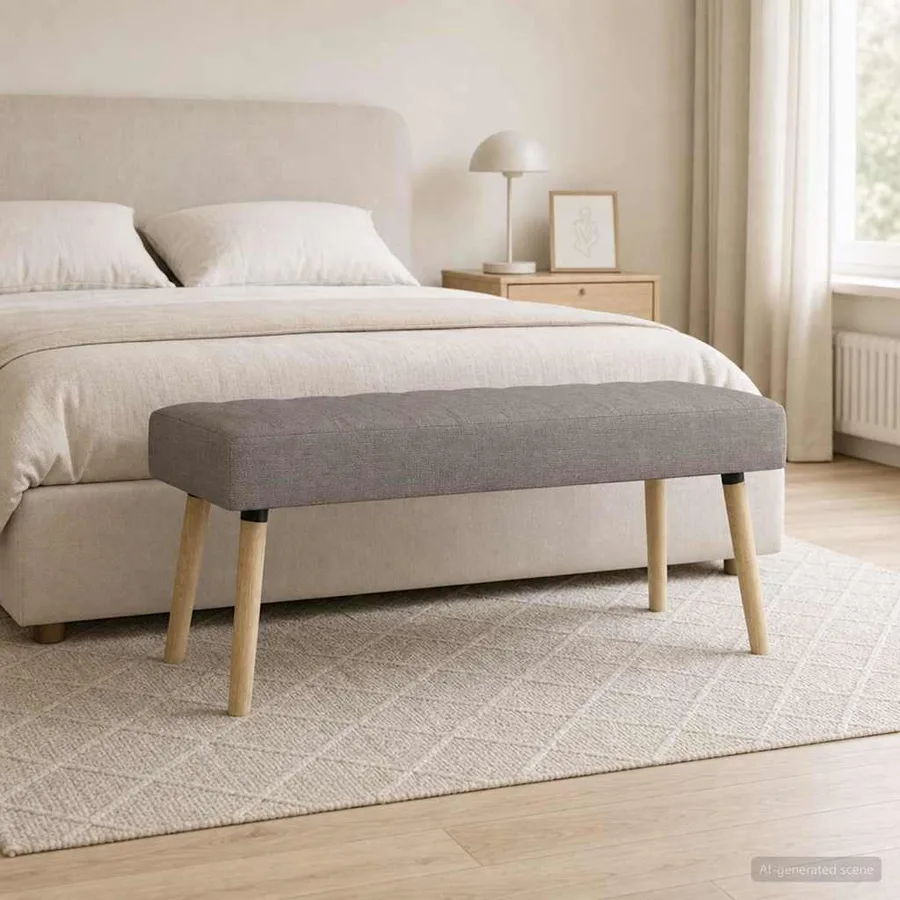Banc capitonné canal Taupe 110 x 40 x 46 cm Tissu - 3