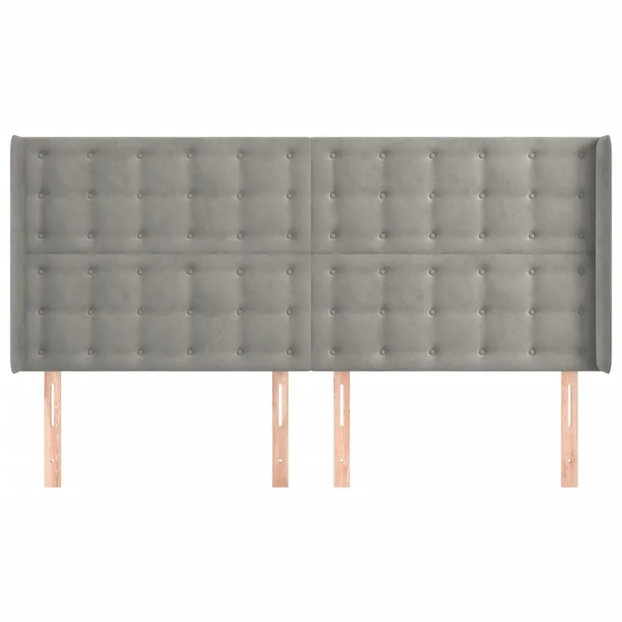 Tête de lit avec oreilles Gris clair 163x16x118/128 cm Velours - 3