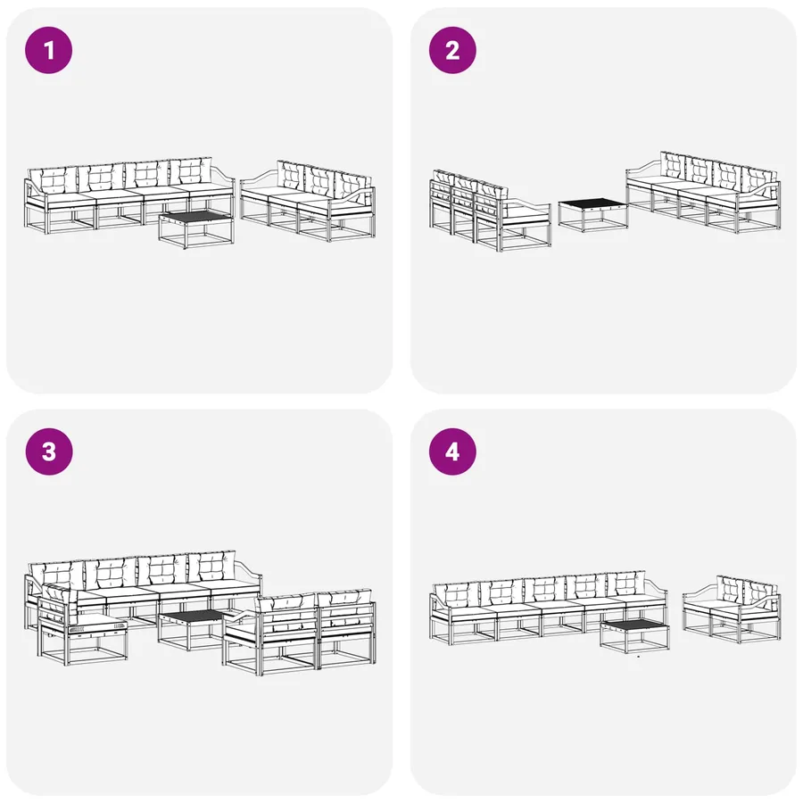 Ensemble de canapés d'extérieur 7 pcs Blanc et gris clair - 6