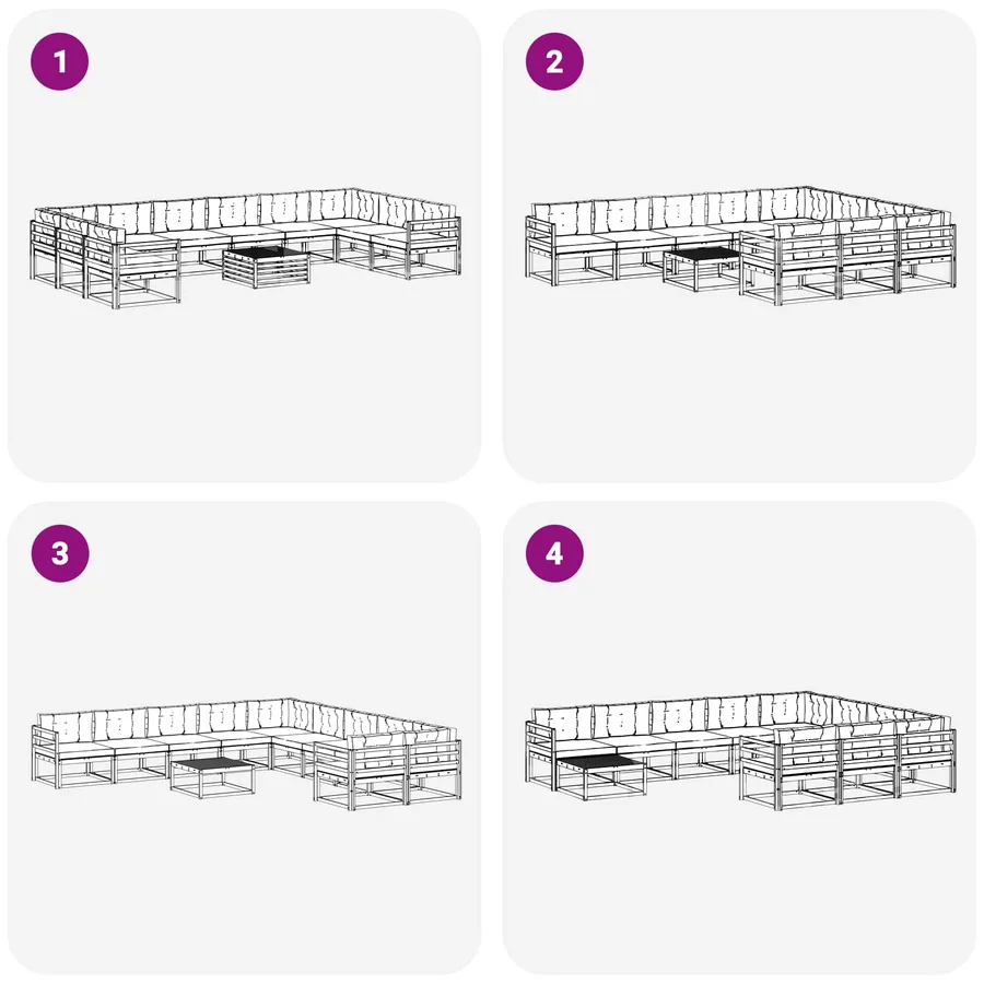 Ensemble de canapés d'extérieur 11 pcs Blanc et Beige - 7