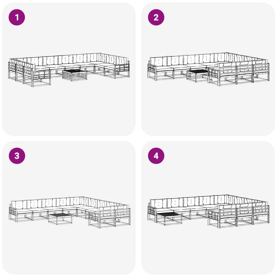 Ensemble de canapés d'extérieur 11 pcs Blanc et Beige - 7