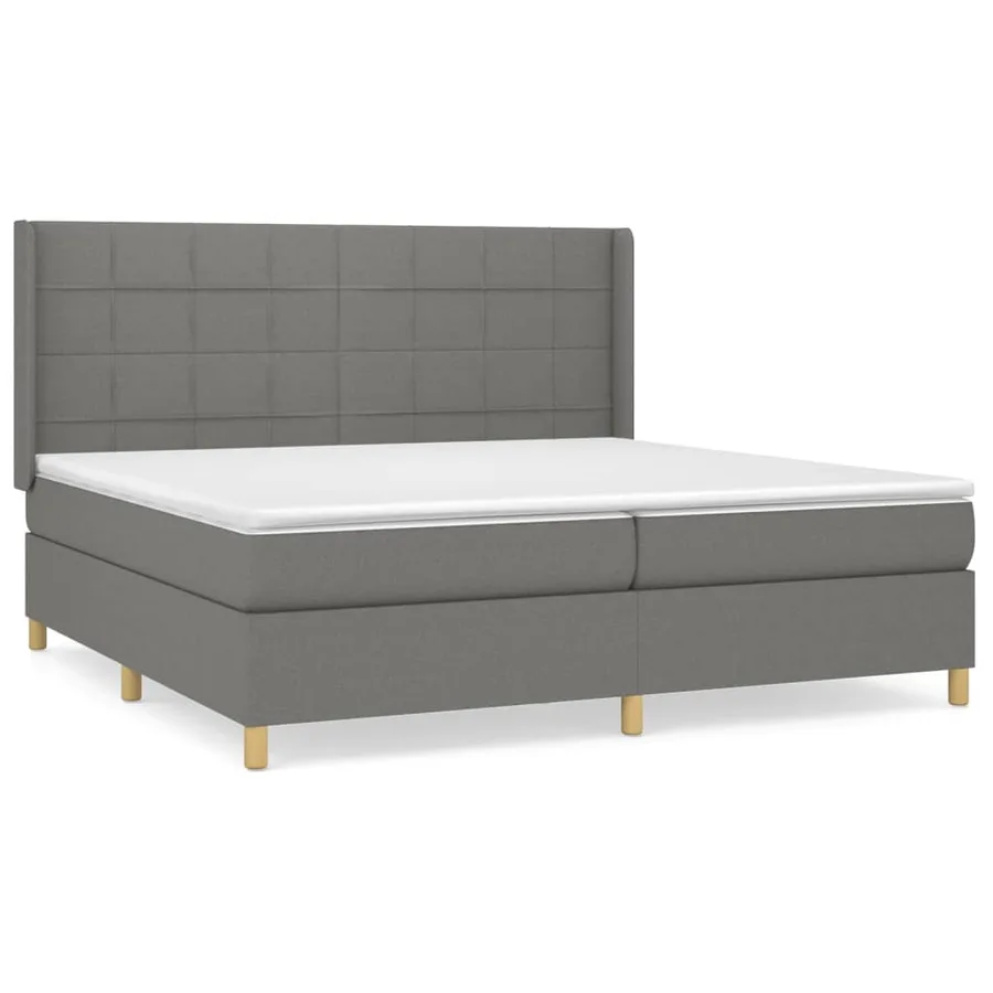 Sommier à lattes de lit avec matelas Gris foncé 200x200cm Tissu - 2