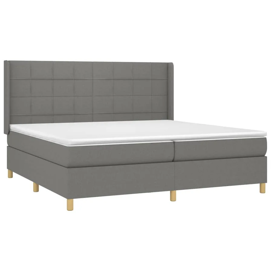 Sommier à lattes de lit avec matelas Gris foncé 200x200cm Tissu - 3