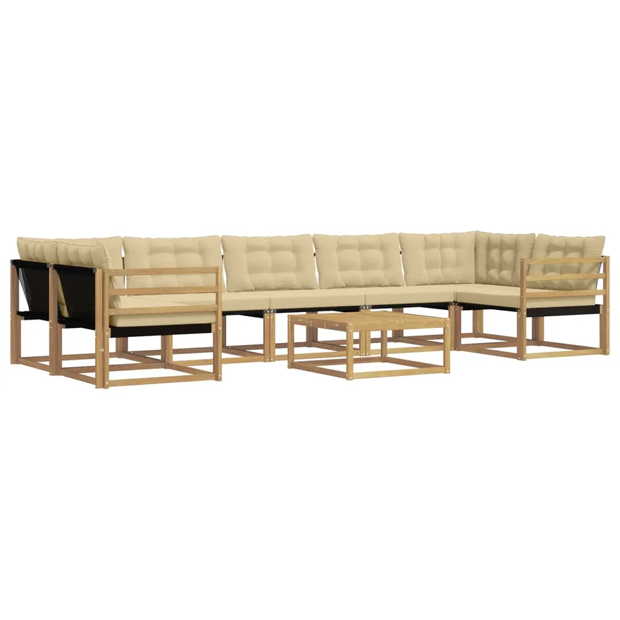 Ensemble de canapés d'extérieur 8 pcs Blanc et Beige - 2