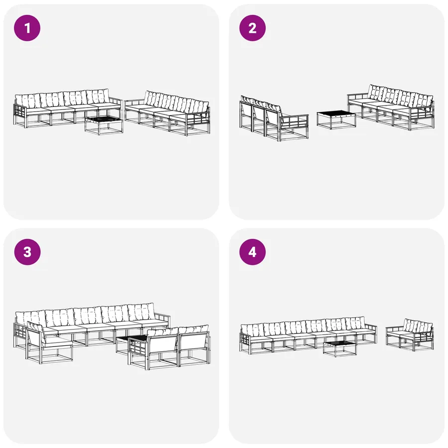 Ensemble de canapés d'extérieur 9 pcs Blanc et Beige - 7