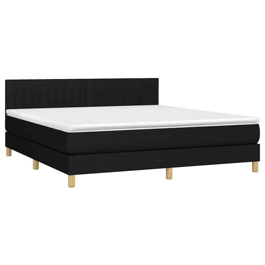 Sommier à lattes de lit avec matelas LED Noir 180x200 cm Tissu - 4