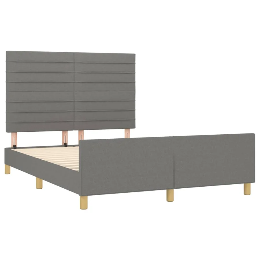 Cadre de lit sans matelas gris foncé 140x190 cm tissu - 4