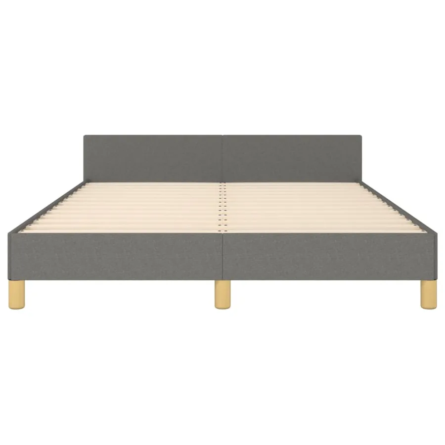 Cadre de lit sans matelas gris foncé 140x190 cm tissu - 6