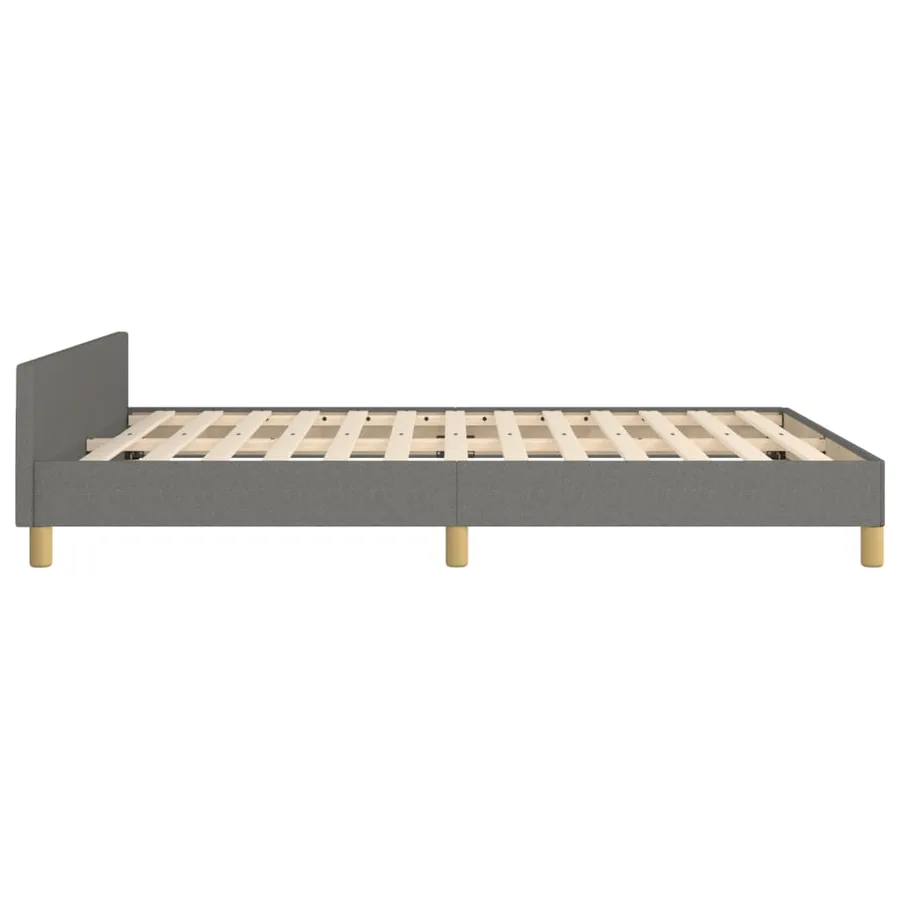 Cadre de lit sans matelas gris foncé 140x190 cm tissu - 7