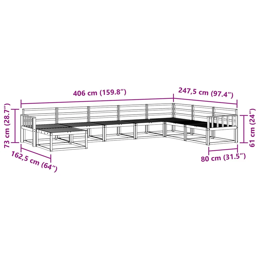 Ensemble de canapés d'extérieur 8 pcs Blanc - 8