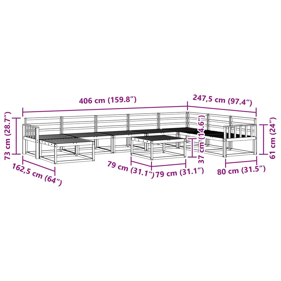 Ensemble de canapés d'extérieur 9 pcs Blanc - 9